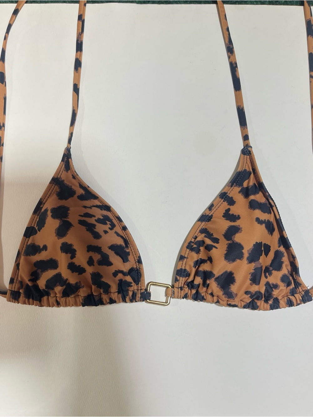 Leopard Print Bikini Set Gold Hardware Triangle Top Small-medium tie style